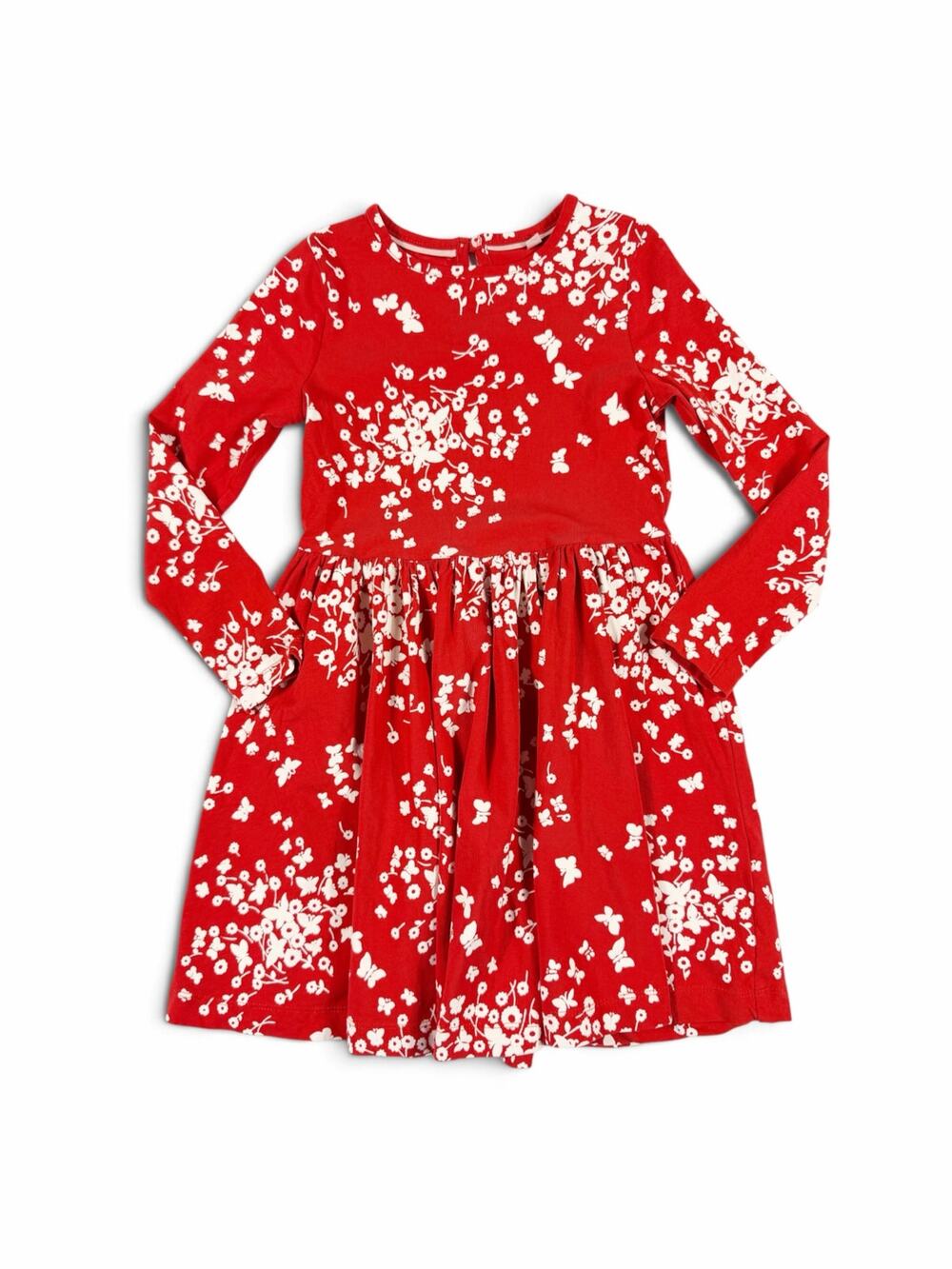 Mini Boden Girls Red Floral Butterfly Twirl Dress Size 5-6